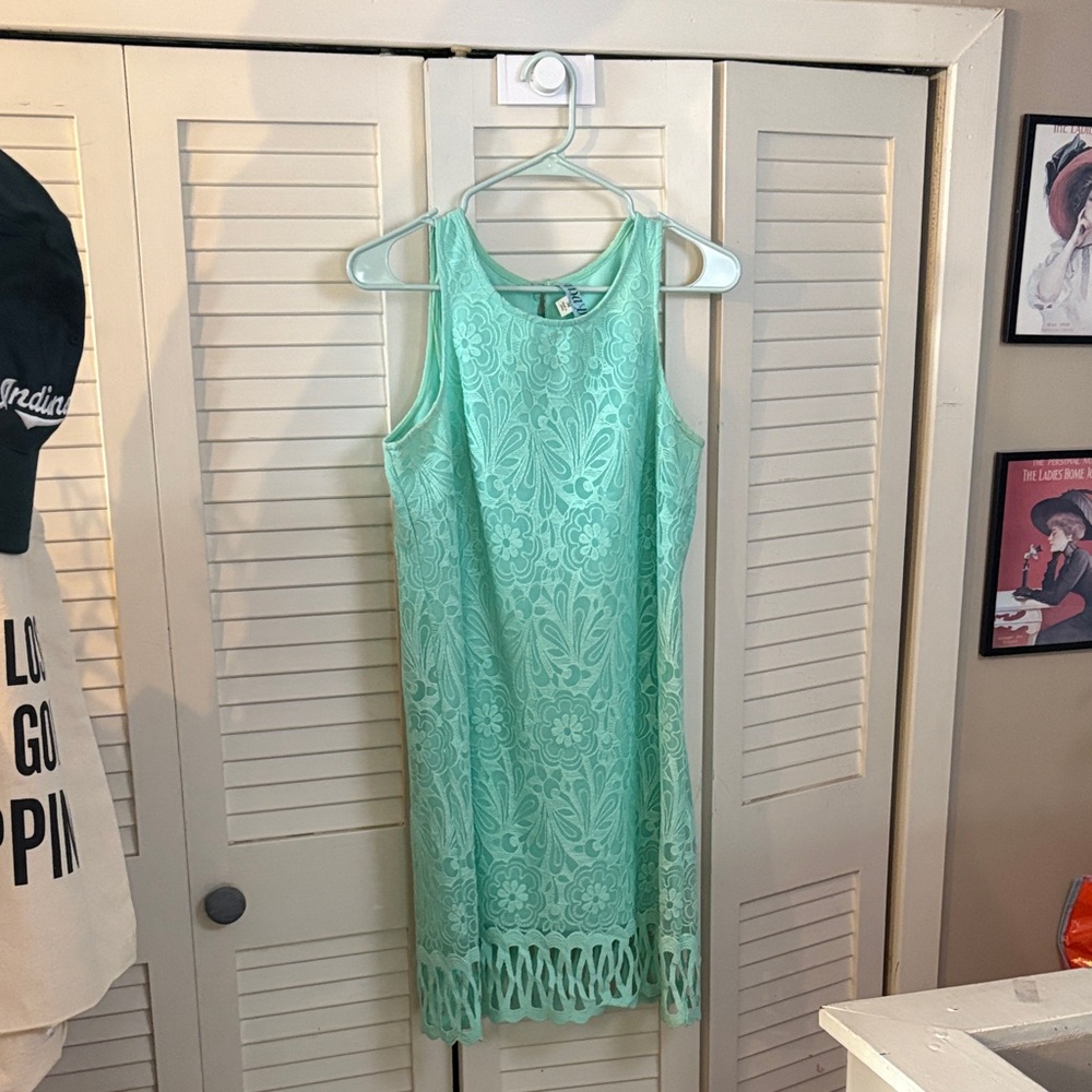 Dina Be Light Green Lace Mini Dress